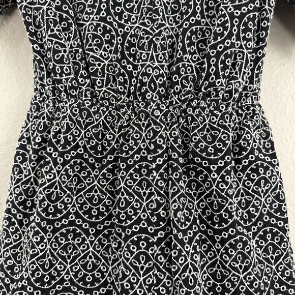 Express Formal Romper Overalls Black White Geometric Lined V Neck Women's Size S - Picture 7 of 16